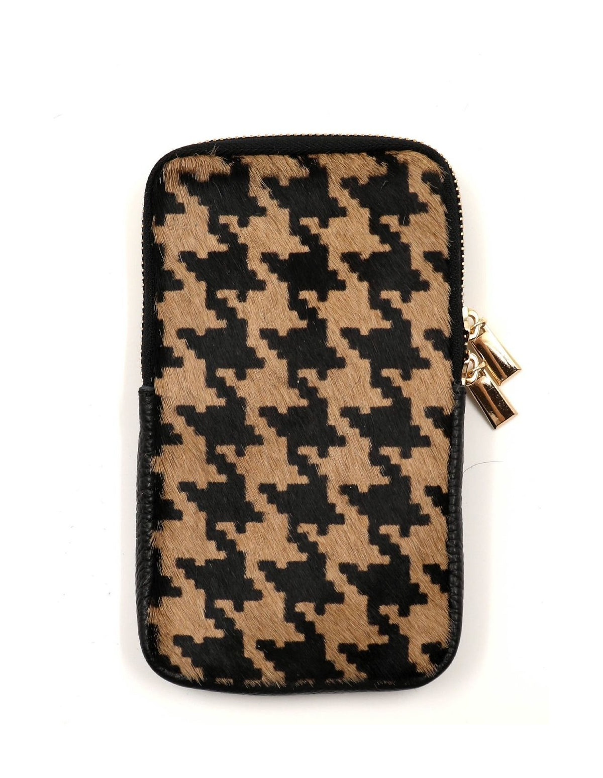 HE1321 Tan Houndstooth Haircalf Phone Bag