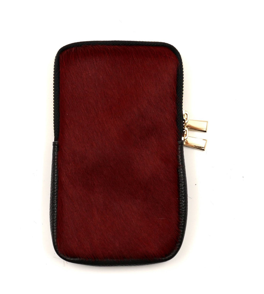 HE1322 Burgundy Haircalf Phone Bag