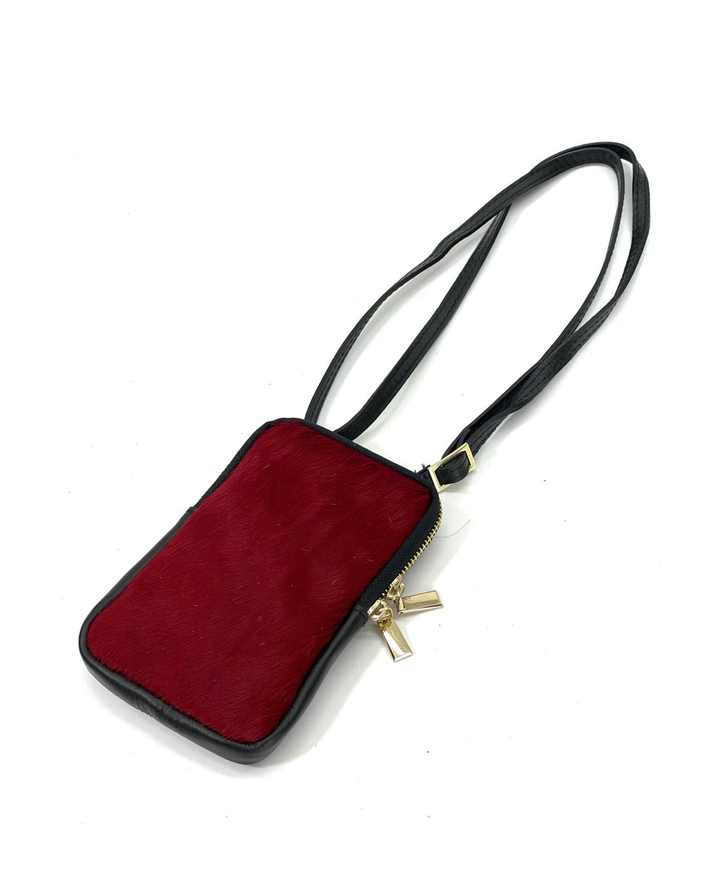 HE1322 Burgundy Haircalf Phone Bag
