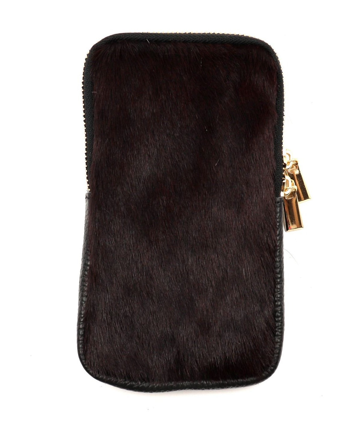 HE1323 Dark Brown Haircalf Phone Bag