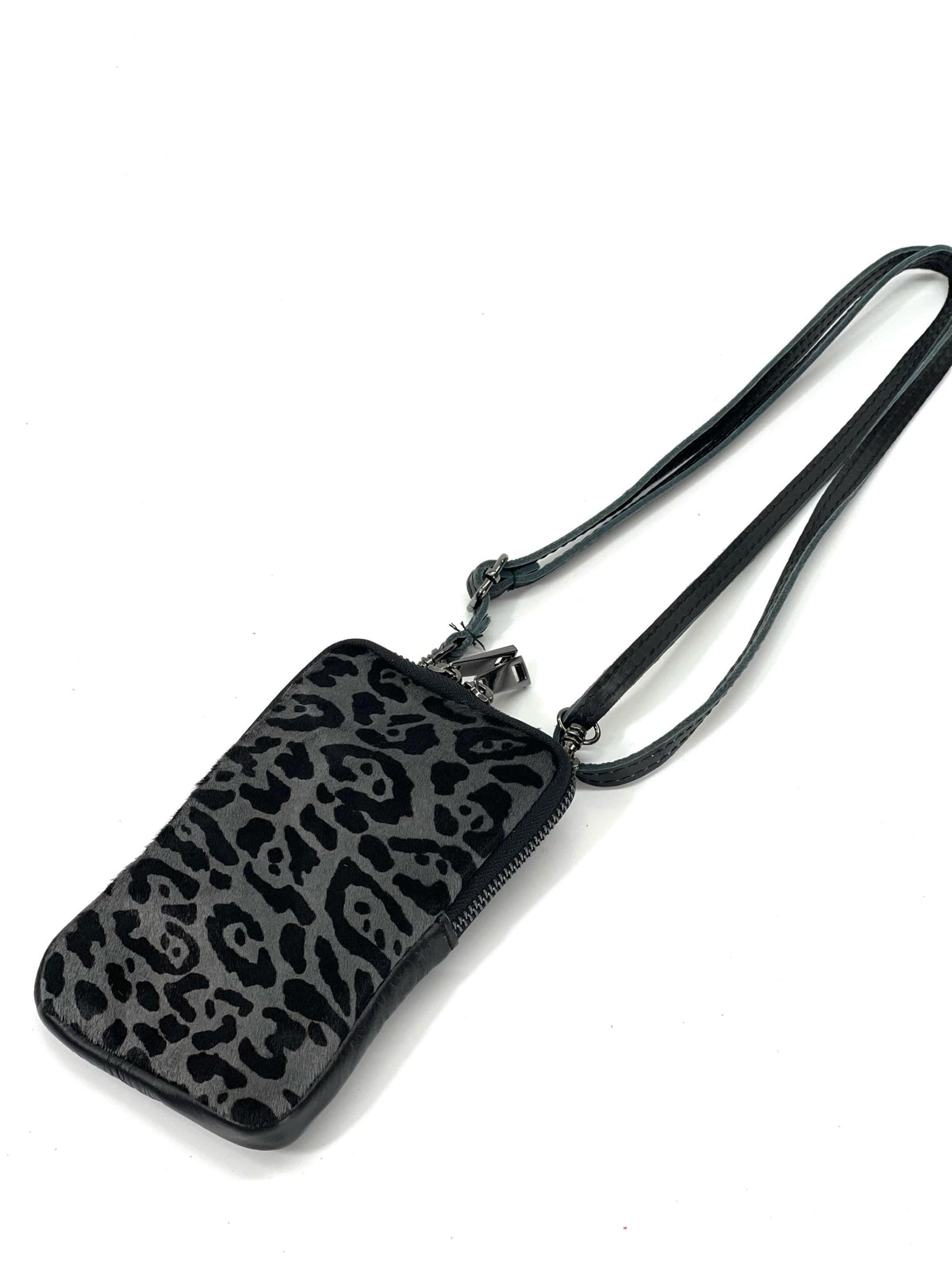 HE1324 Gray Leopard Haircalf Phone Bag