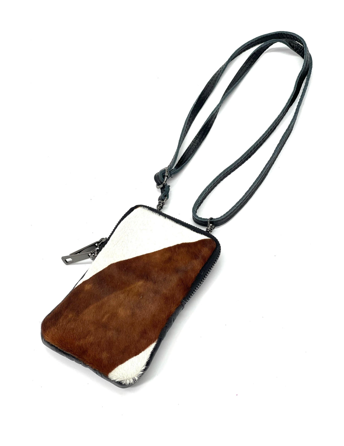HE1326 Brown & White Haircalf Phone Bag