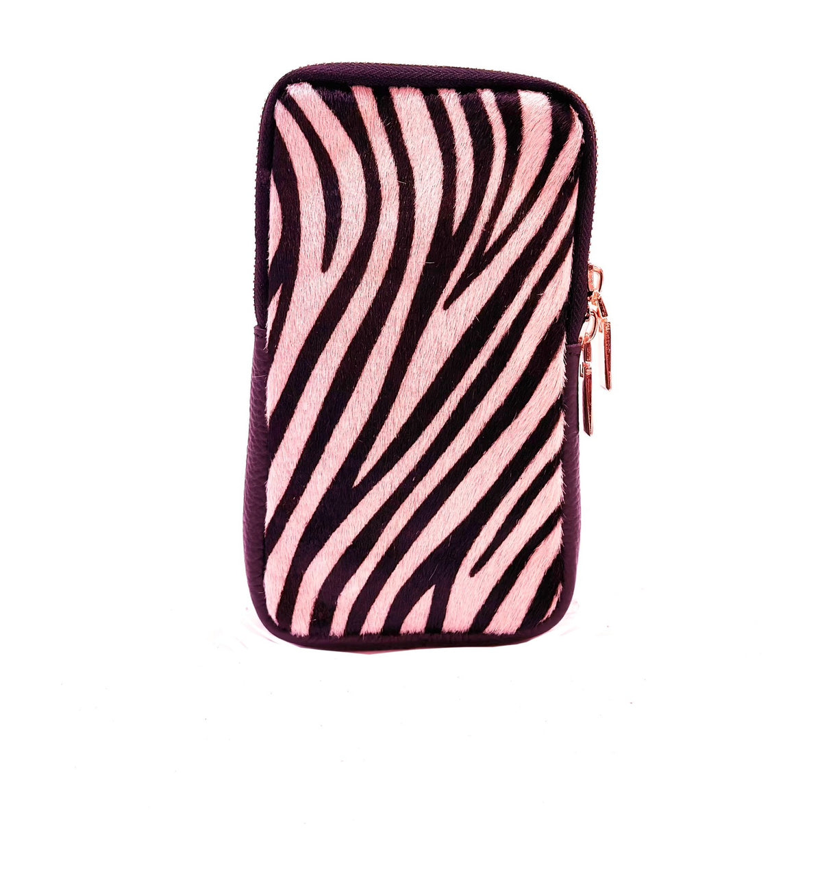 HE1338 Pink Zebra Haircalf Phone Bag
