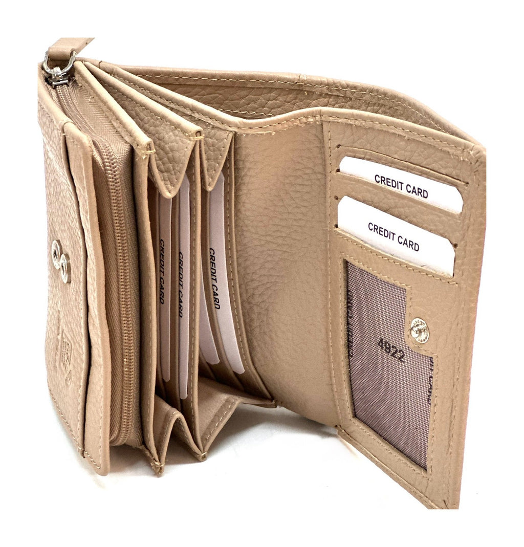 HE134 Nude Beige Compact Snap Wallet
