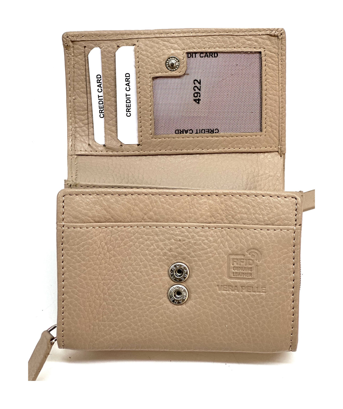 HE134 Nude Beige Compact Snap Wallet