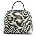 HE1344 Black & White Zebra Dome Haircalf Top Handle Bag