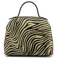 HE1347 Tan Zebra Dome Haircalf Top Handle Bag