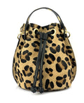 HE1350 Leopard Drawstring Haircalf Bucket Bag