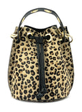 HE1351 Cheetah Spotted Drawstring Haircalf Bucket Bag