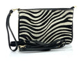 HE1360 Black & White Zebra Wristlet Haircalf Clutch