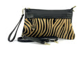 HE1362 Tan Tiger Stripe Wristlet Haircalf Clutch