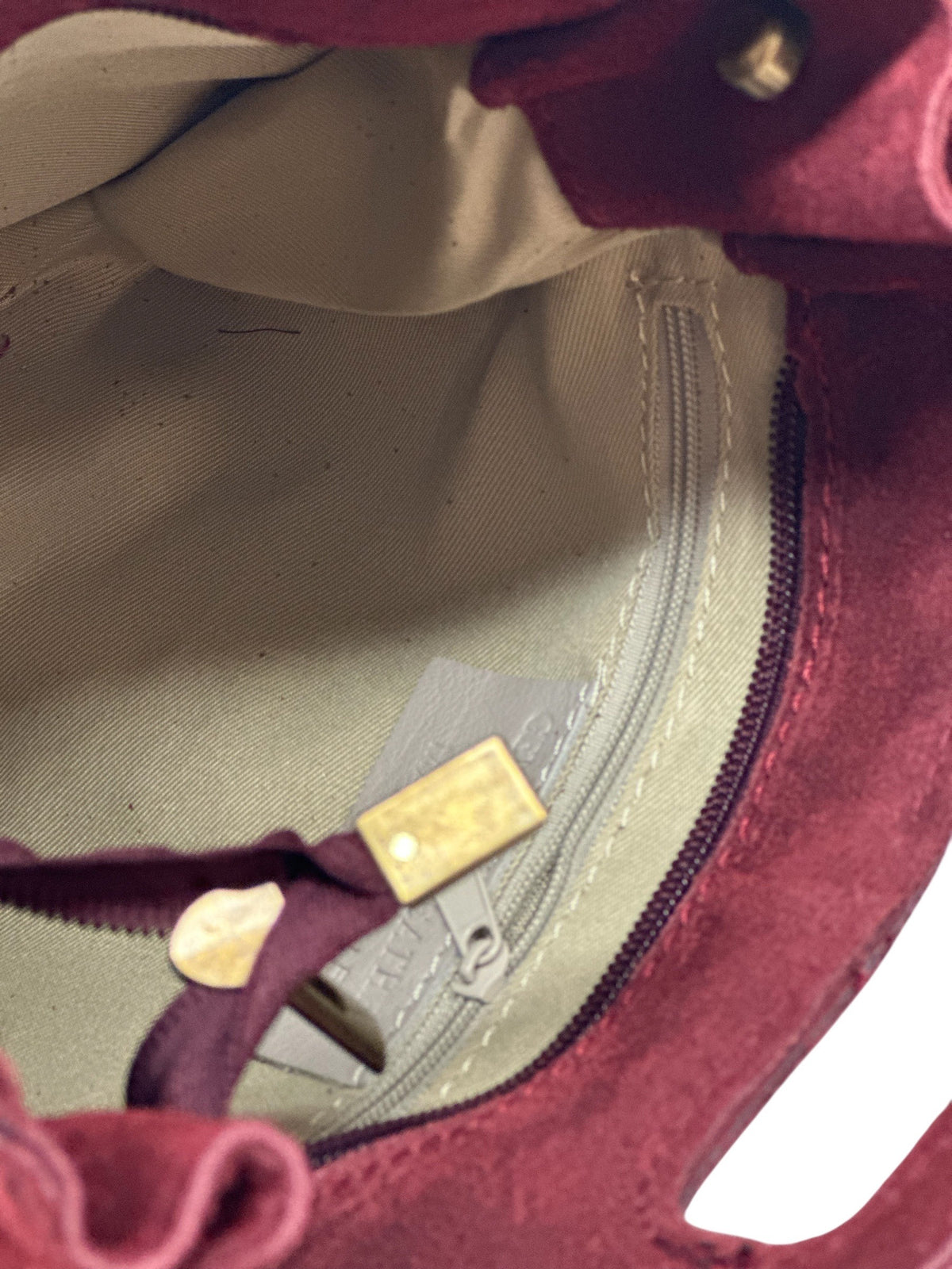 HE1367 Burgundy Fringe Suede Top Handle Bag