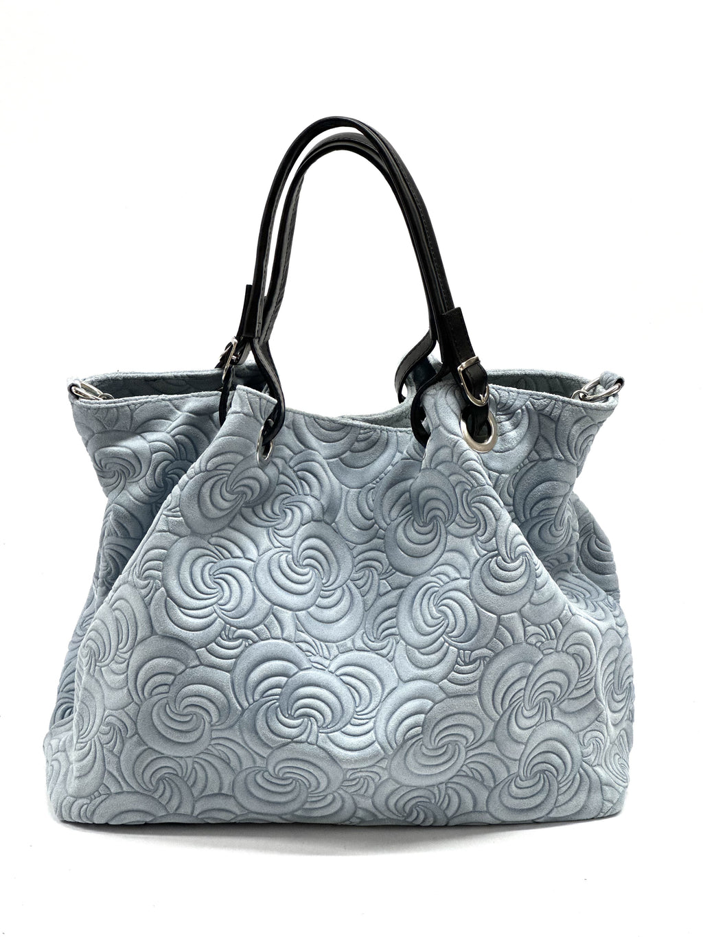 HE1369 Blue Grey Embossed Suede Tote Bag