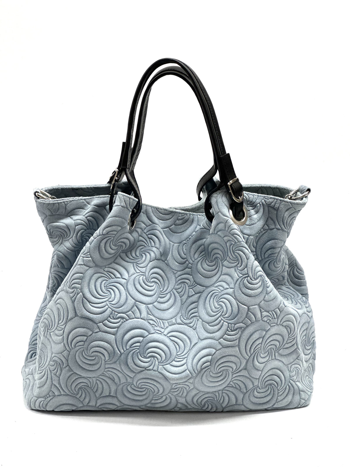 HE1369 Blue Grey Embossed Suede Tote Bag