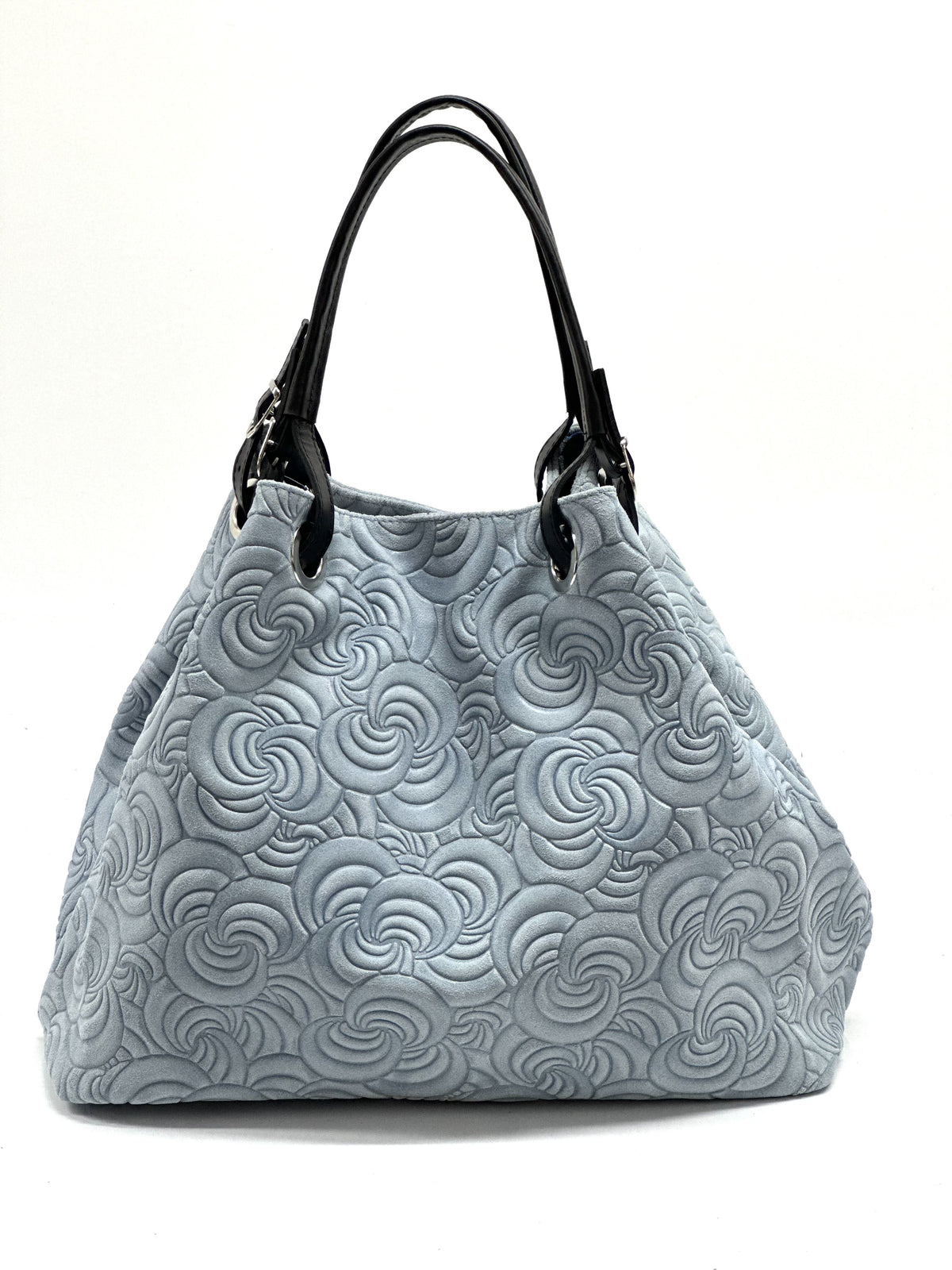 HE1369 Blue Grey Embossed Suede Tote Bag