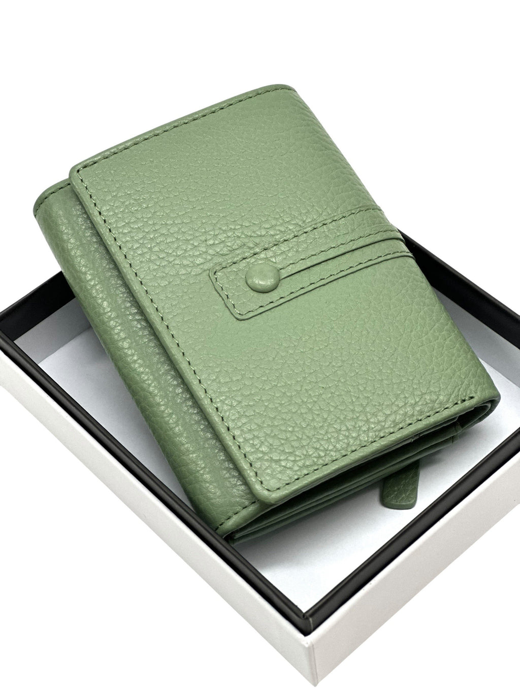 HE139 Sage Green Compact Snap Wallet