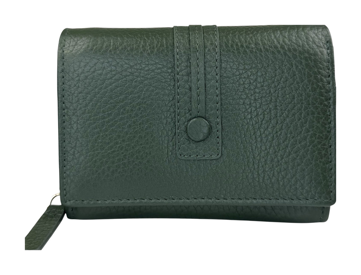 HE141 Forest Green Compact Snap Wallet