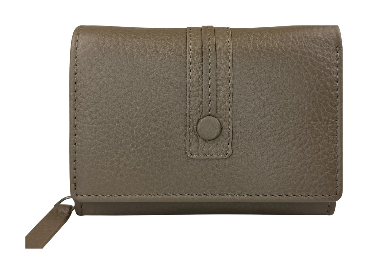HE142 Dark Taupe Compact Snap Wallet