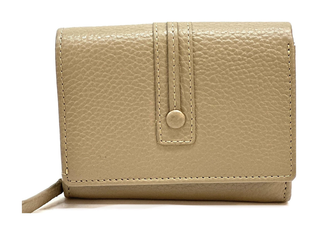 HE143 Taupe Compact Leather Snap Wallet