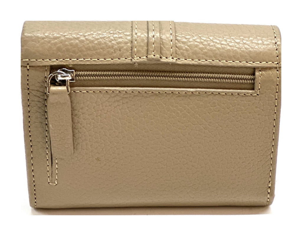 HE143 Taupe Compact Leather Snap Wallet