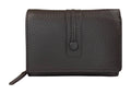 HE145 Dark Brown Compact Leather Snap Wallet