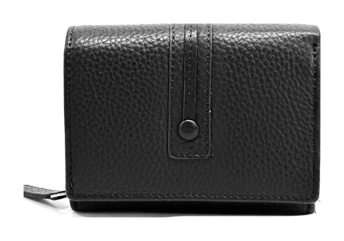 HE146 Black Compact Snap Wallet