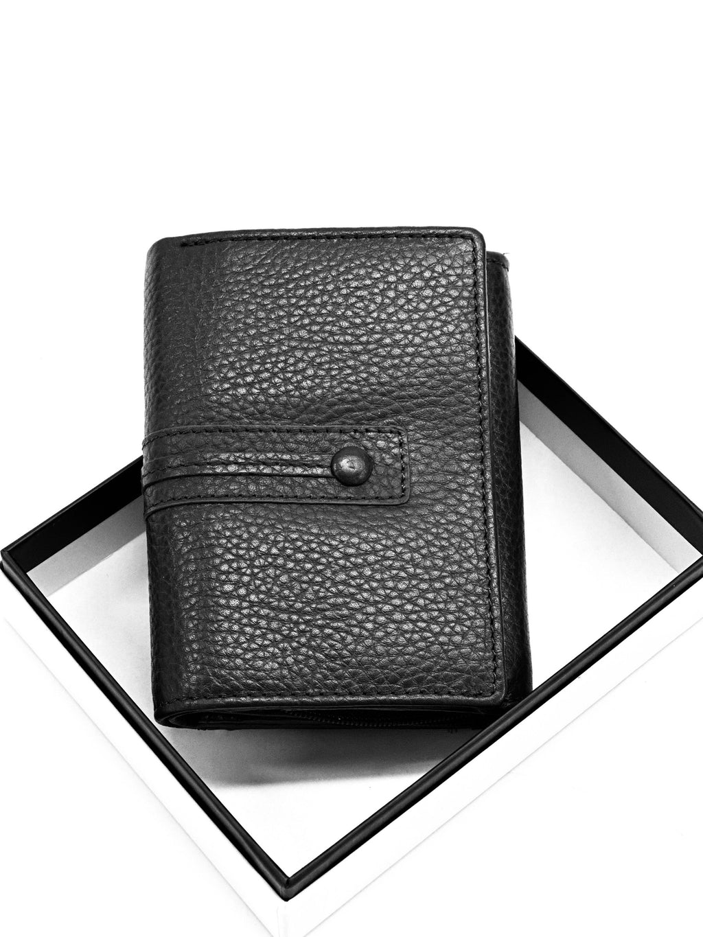 HE146 Black Compact Snap Wallet