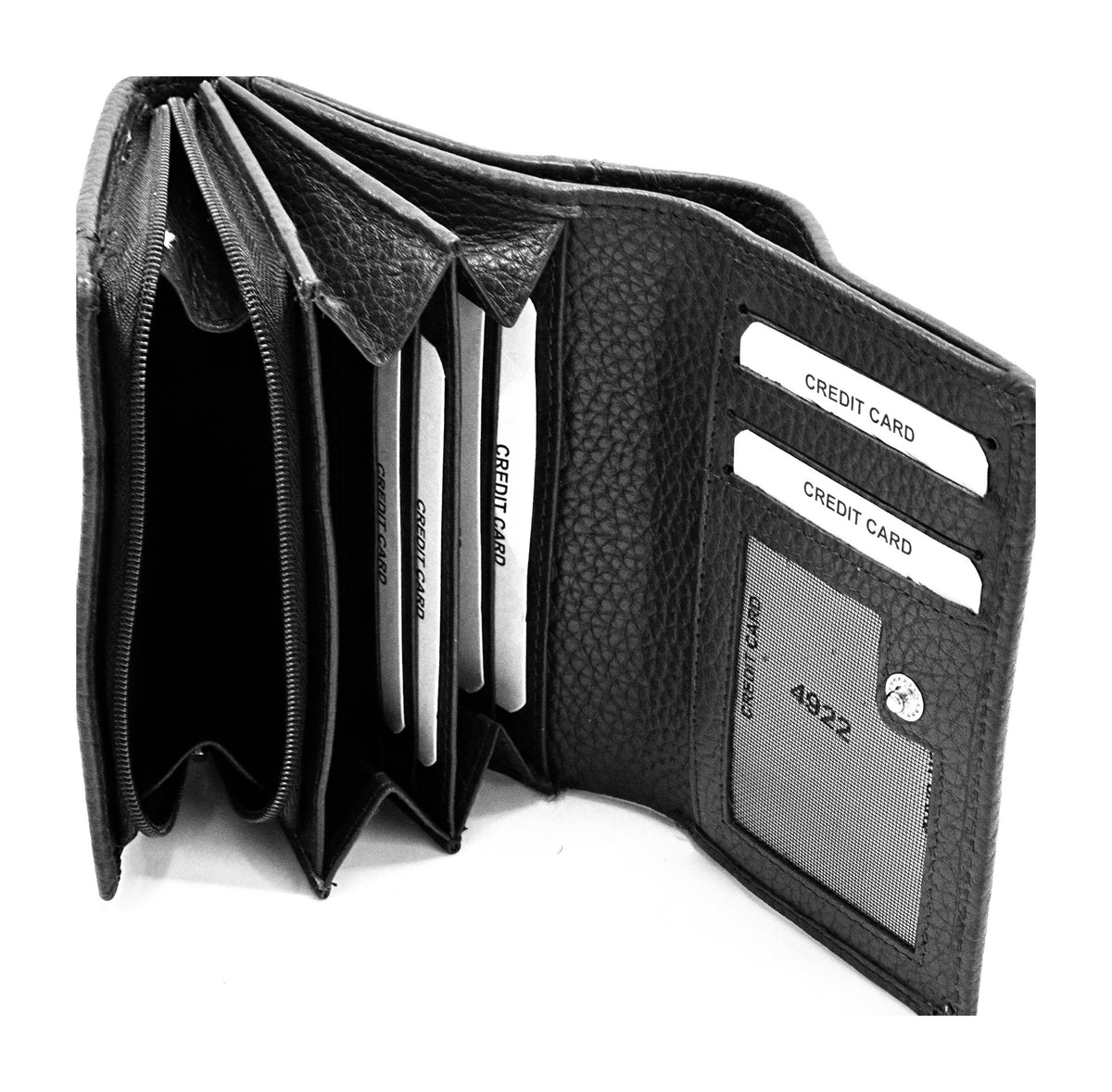 HE146 Black Compact Snap Wallet
