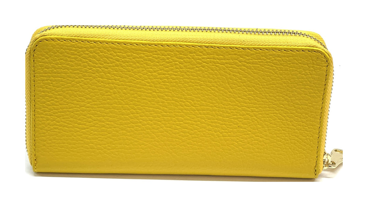 HE149 Yellow Leather Zip Around Wallet