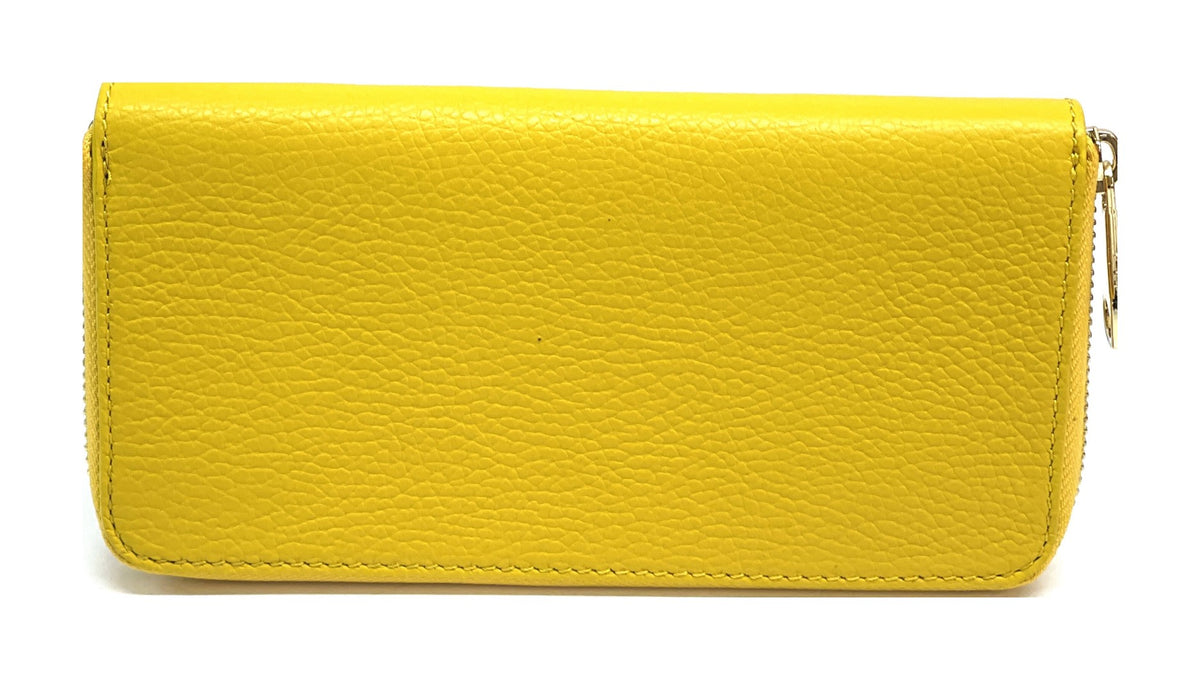 HE149 Yellow Leather Zip Around Wallet