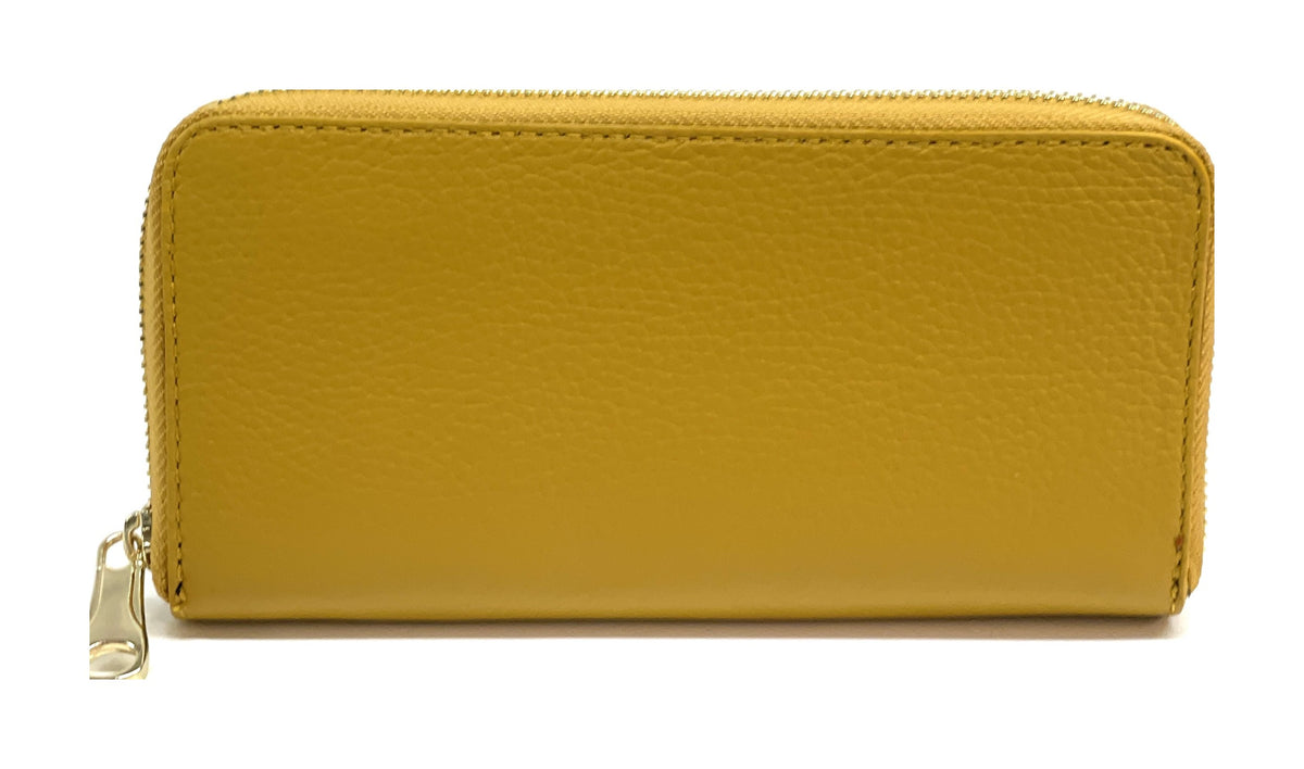 HE150 Mustard Leather Zip Around Wallet