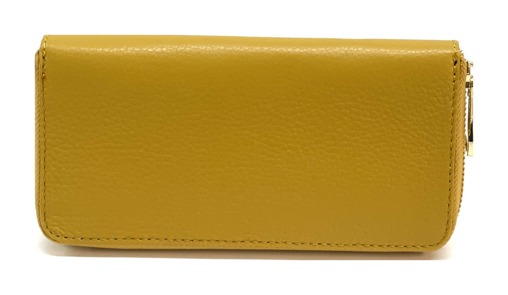HE150 Mustard Leather Zip Around Wallet