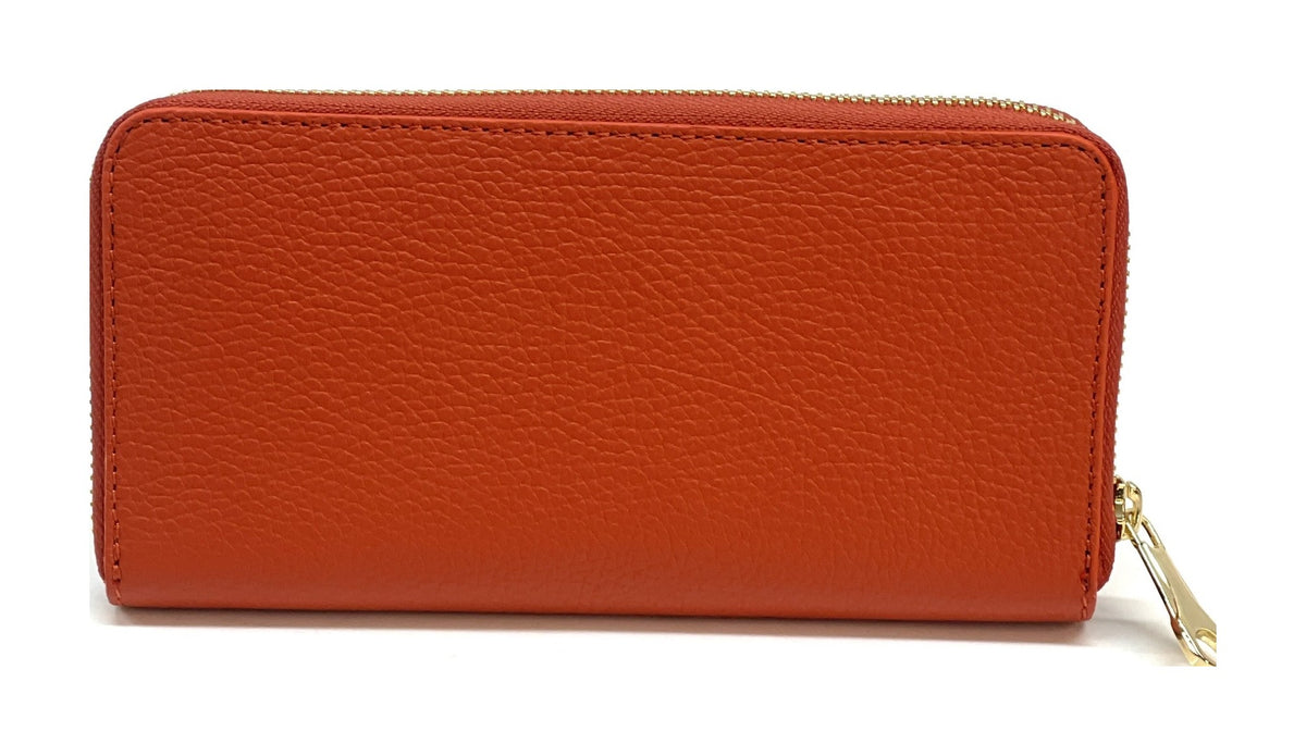 HE151 Red Orange Zip Around Wallet