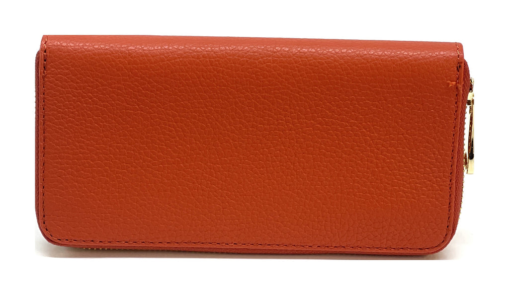 HE151 Red Orange Zip Around Wallet