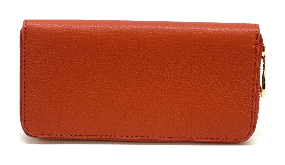 HE151 Red Orange Zip Around Wallet