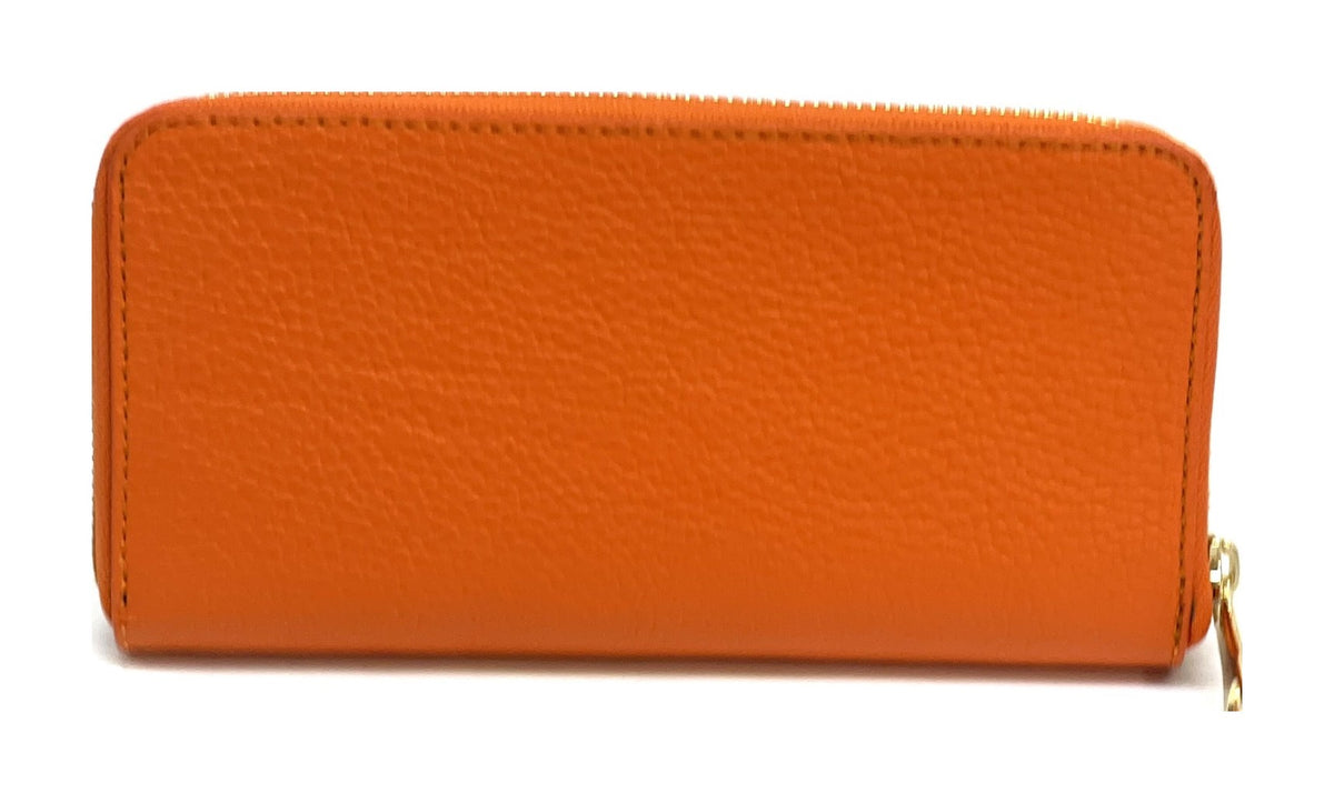 HE152 Orange Zip Around Wallet
