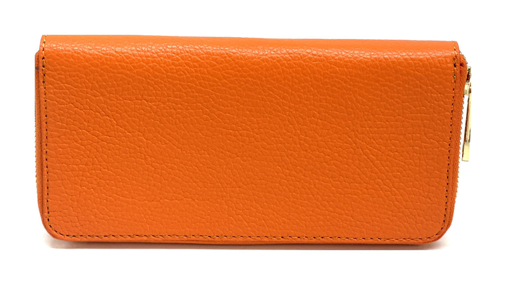 HE152 Orange Zip Around Wallet