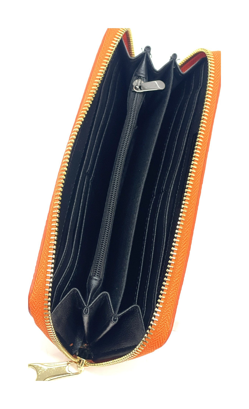 HE152 Orange Zip Around Wallet