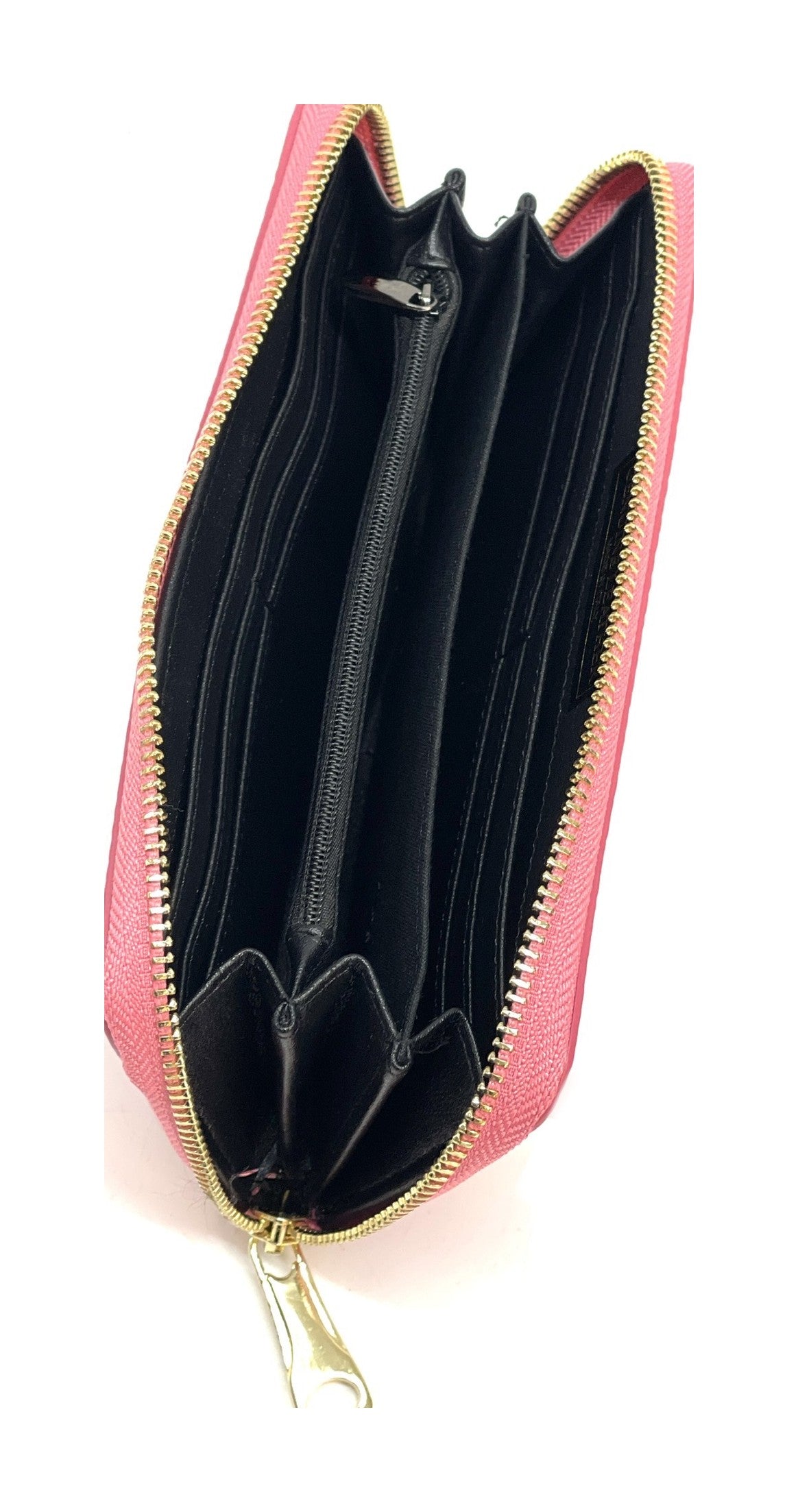 HE154 Coral Pink Leather Zip Around Wallet
