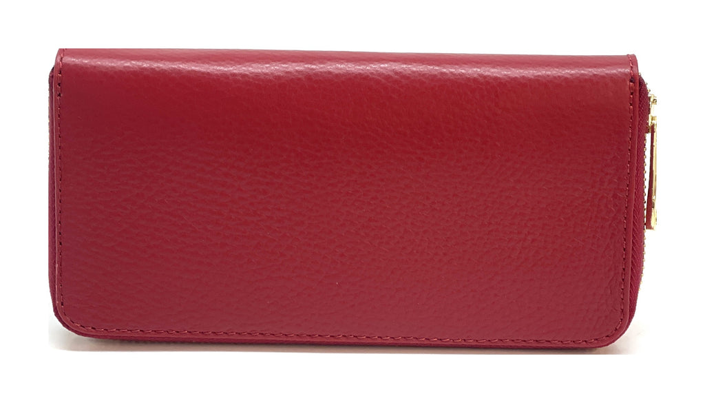 HE156 Cherry Red Zip Around Wallet