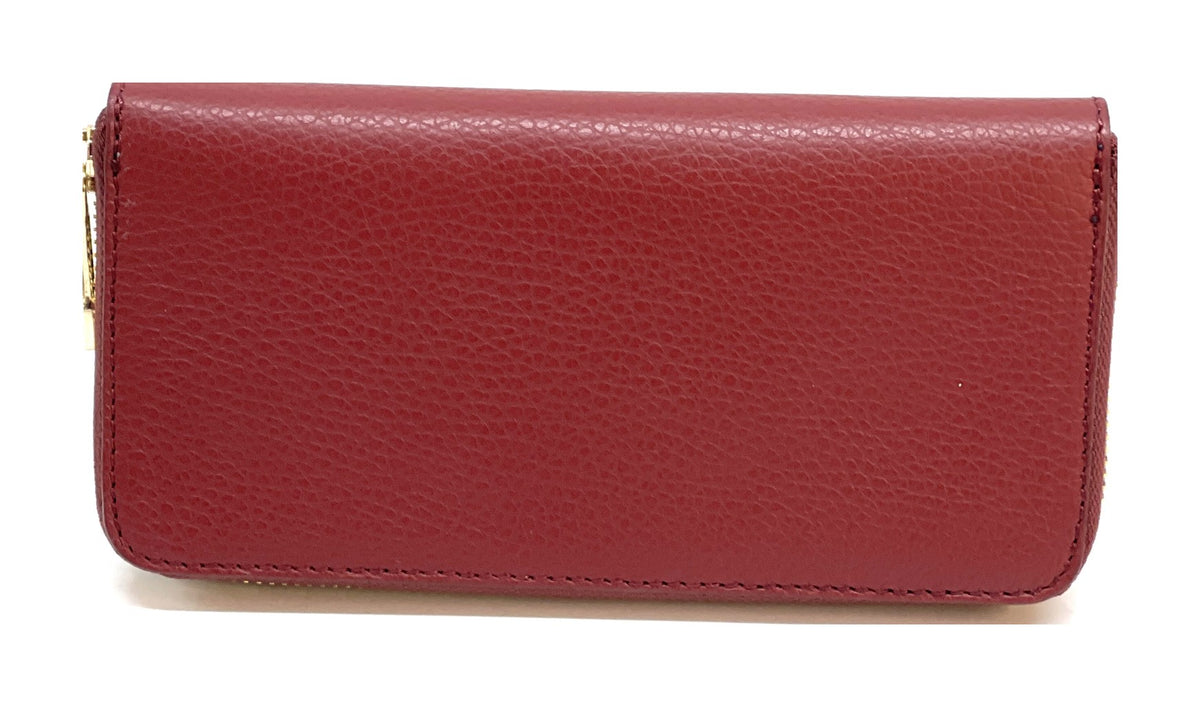 HE157 Dark Red Zip Around Wallet