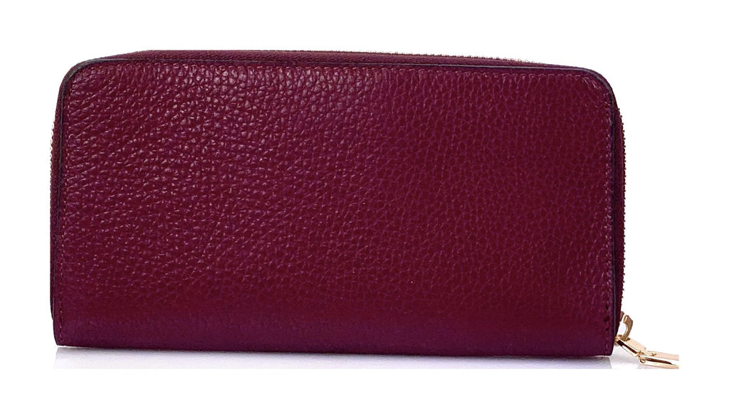 HE158 Burgundy Zip Around Wallet
