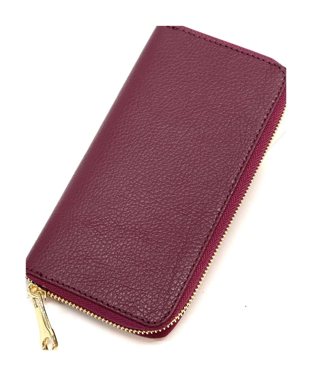 HE159 Plum Zip Around Wallet