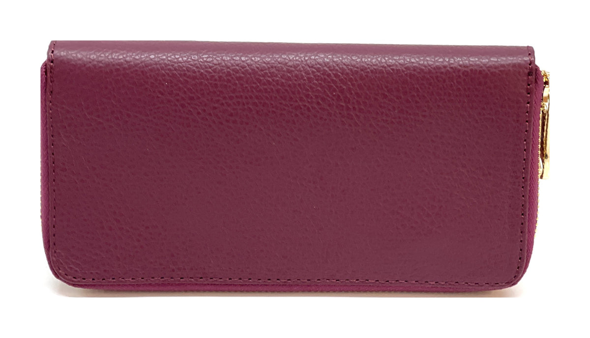 HE159 Plum Zip Around Wallet