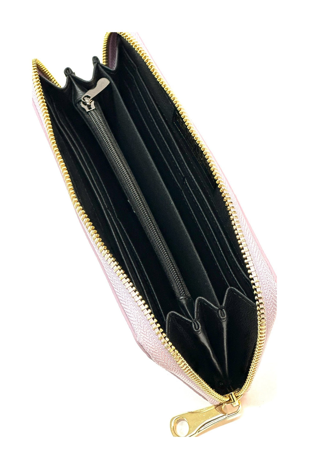 HE163 Light Mauve Leather Zip Around Wallet