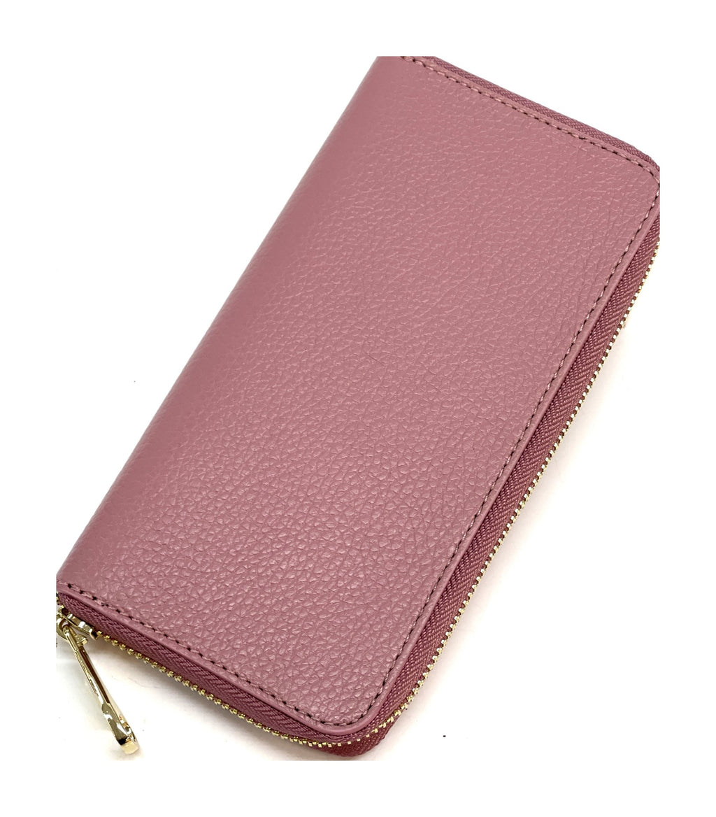 HE165 Dusty Rose Zip Around Wallet