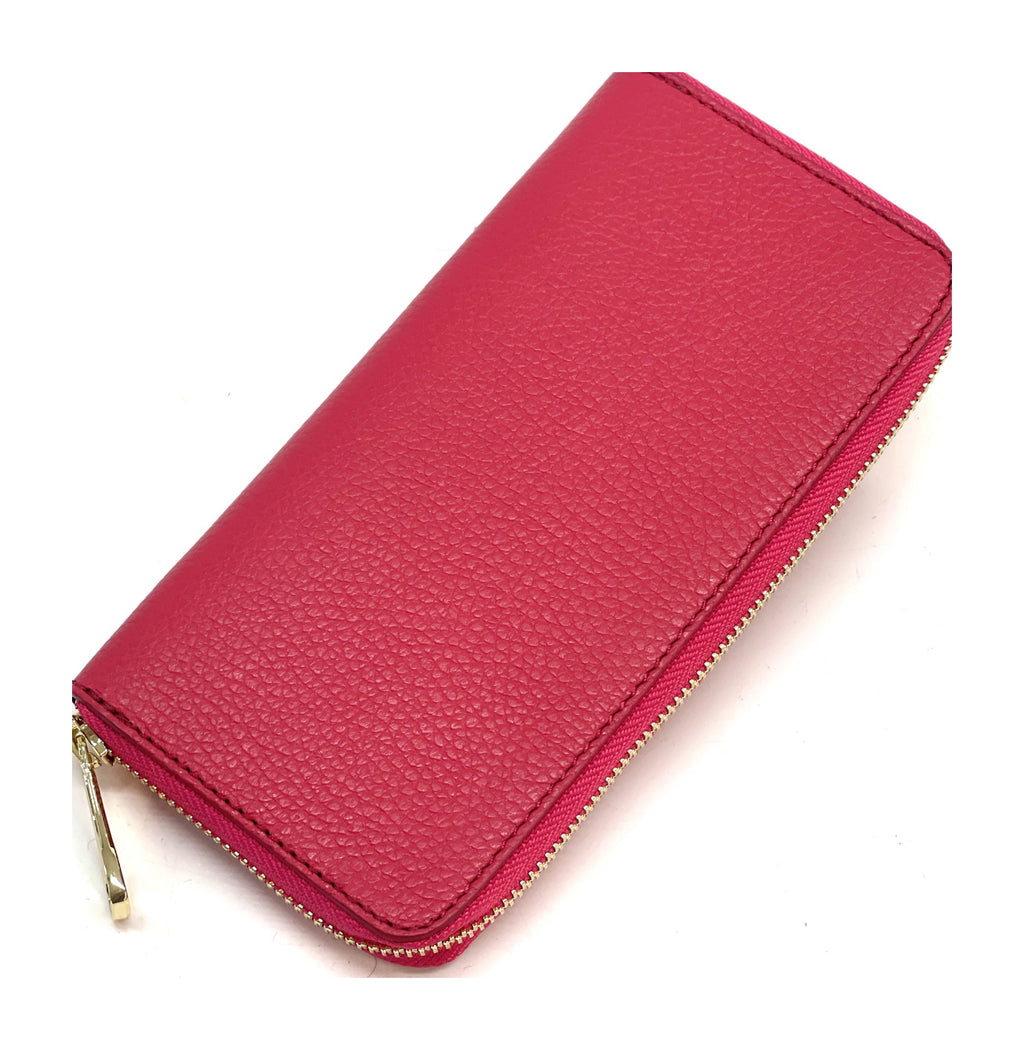 HE169 Raspberry Red Zip Around Wallet