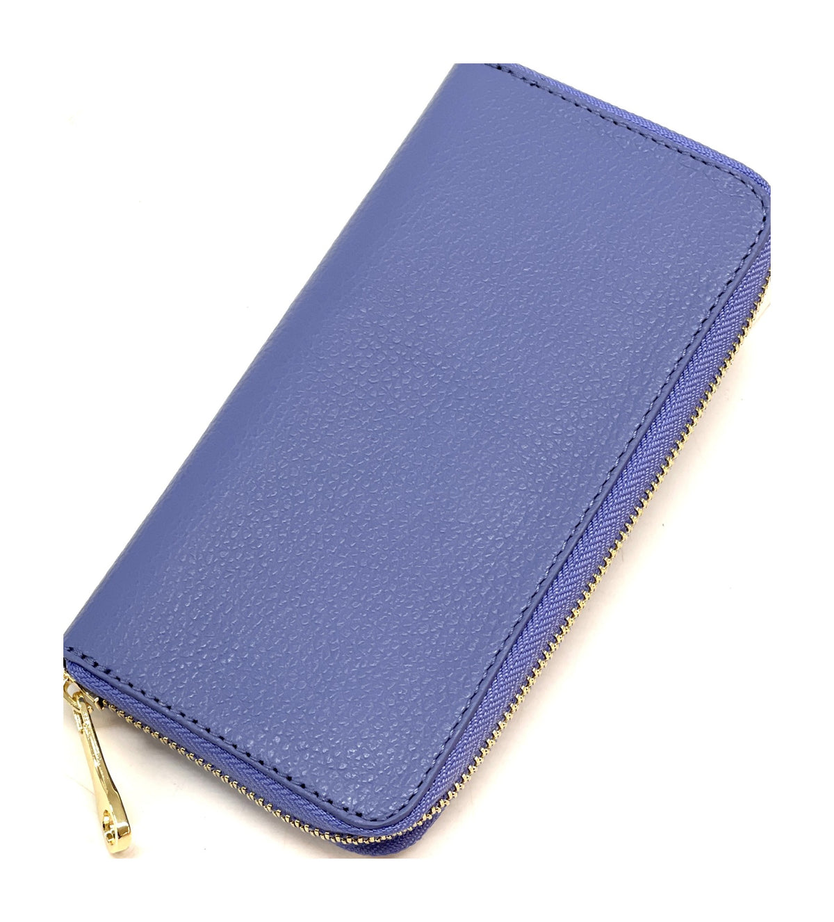 HE174 Lavender Blue Leather Zip Around Wallet