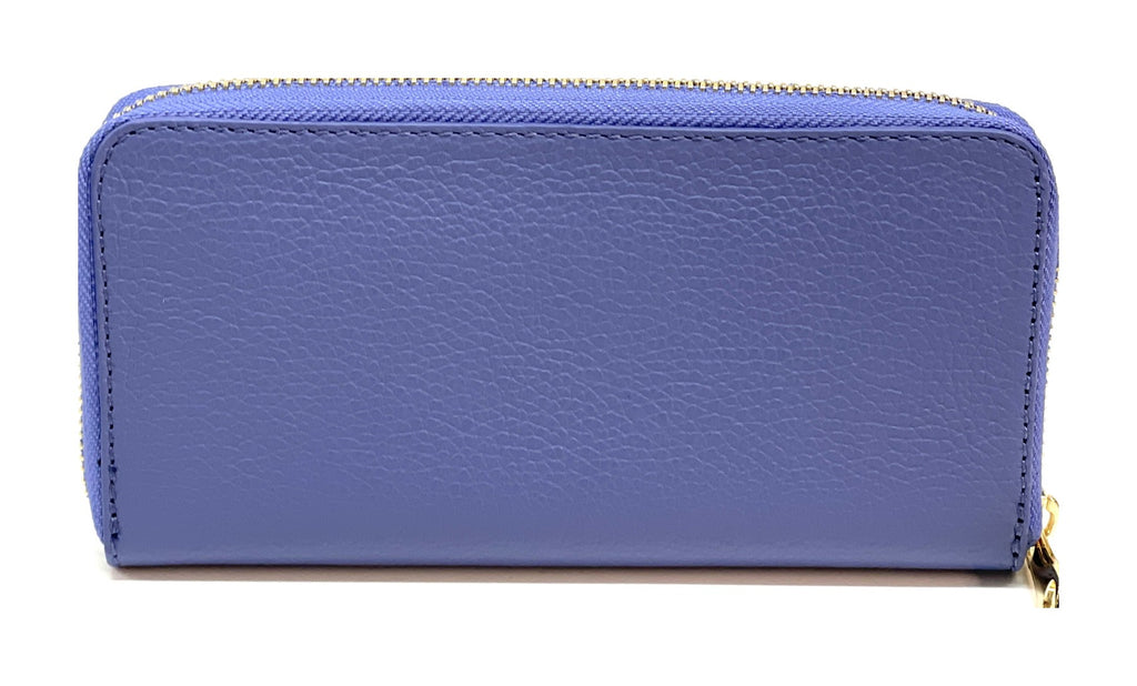 HE174 Lavender Blue Leather Zip Around Wallet