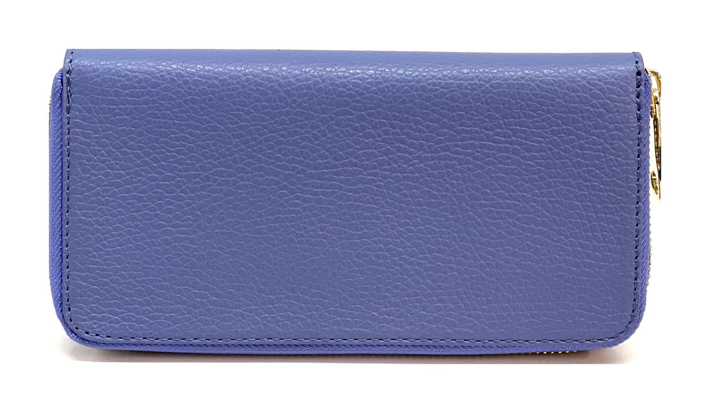 HE174 Lavender Blue Leather Zip Around Wallet